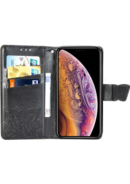 iPhone X/xs Kelebek Kanatları Narin Çiçekler Flip Darbeye Deri ile Uyumlu Telefon Kılıfı (Yurt Dışından)