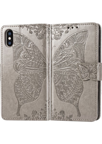 iPhone X/xs Kelebek Kanatları Narin Çiçekler Flip Darbeye Deri ile Uyumlu Telefon Kılıfı (Yurt Dışından)