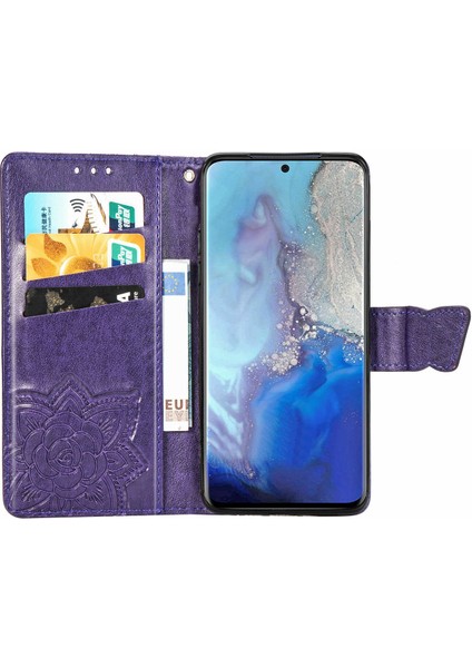 Samsung Galaxy S20 Kelebek Kanatları Narin Çiçekler Flip Darbeye Deri ile Uyumlu Telefon Kılıfı (Yurt Dışından) modelleri