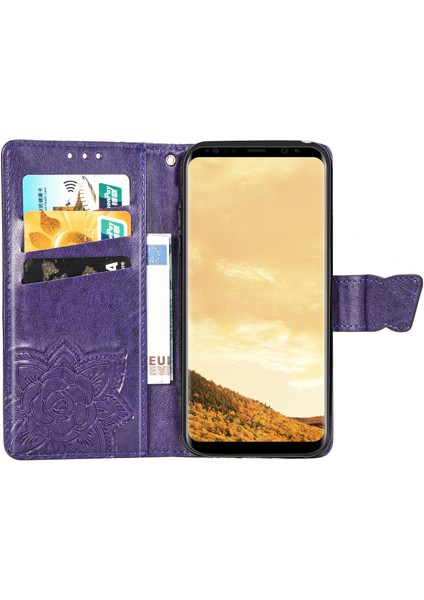 Samsung Galaxy S8 Kelebek Kanatları Narin Çiçekler Flip Darbeye Deri ile Uyumlu Telefon Kılıfı (Yurt Dışından) modelleri