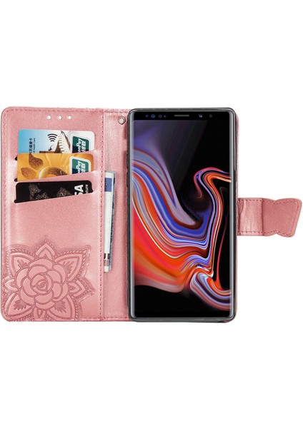 Samsung Galaxy Note 9 Kelebek Kanatları Narin Çiçekler Flip Darbeye Deri ile Uyumlu Telefon Kılıfı (Yurt Dışından) modelleri