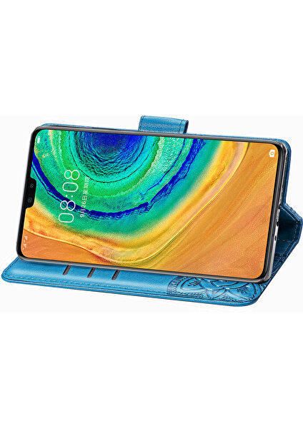 BDT Boutique Huawei Mate 30 Kelebek Kanatları Narin Çiçekler Flip Darbeye Deri ile Uyumlu Telefon Kılıfı (Yurt Dışından)