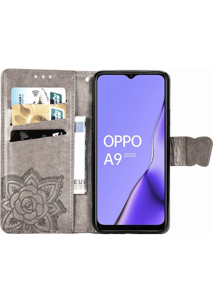 BDT Boutique Oppo A9 2020/A5 2020 Kelebek Kanatları Narin Çiçekler Darbeye Deri Telefon Kılıfı (Yurt Dışından)