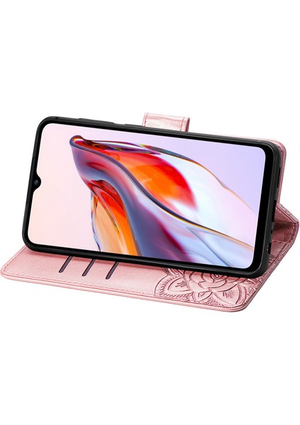 Xiaomi Redmi 12C Kelebek Kanatları Narin Çiçekler Darbeye Deri Telefon Kılıfı (Yurt Dışından)