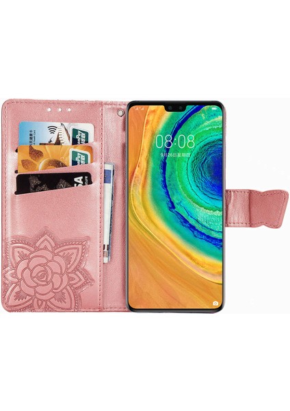 BDT Boutique Huawei Mate 30 Kelebek Kanatları Narin Çiçekler Flip Darbeye Deri ile Uyumlu Telefon Kılıfı (Yurt Dışından)