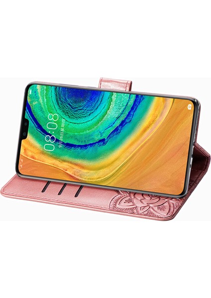 BDT Boutique Huawei Mate 30 Kelebek Kanatları Narin Çiçekler Flip Darbeye Deri ile Uyumlu Telefon Kılıfı (Yurt Dışından)