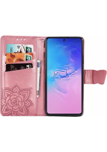 BDT Boutique Samsung Galaxy S10 Lite Kelebek Kanatları Narin Çiçekler Flip Darbeye Deri ile Uyumlu Telefon Kılıfı (Yurt Dışından)