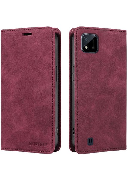 Realme C20/C20A/C11 Koruyucu Pu Deri Folio Cüzdan Manyetik Için Telefon Kılıfı (Yurt Dışından)