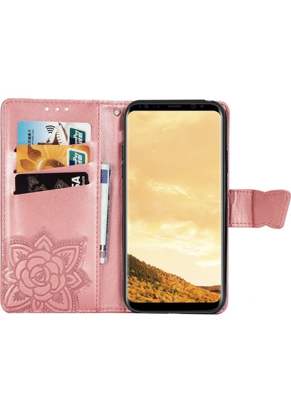 Samsung Galaxy S8 Kelebek Kanatları Narin Çiçekler Flip Darbeye Deri ile Uyumlu Telefon Kılıfı (Yurt Dışından) modelleri