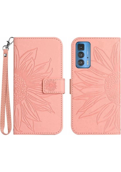 Motorola Kenar 20 Pro Için Kart Yuvaları Tutucu ile Kısa Kayış Kabartmalı Telefon Kılıfı (Yurt Dışından)