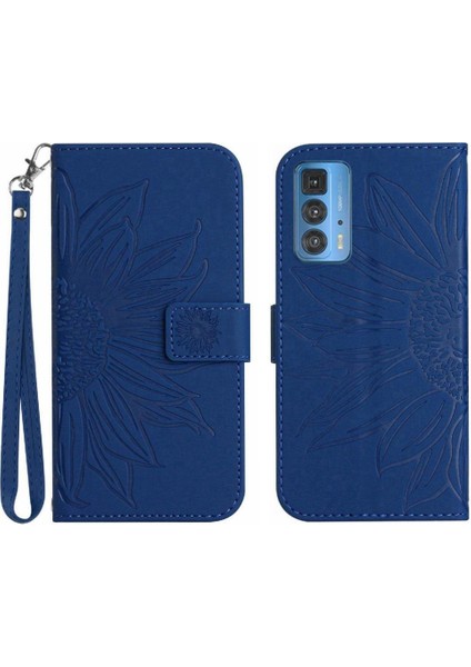 Motorola Kenar 20 Pro Için Kart Yuvaları Tutucu ile Kısa Kayış Kabartmalı Telefon Kılıfı (Yurt Dışından)