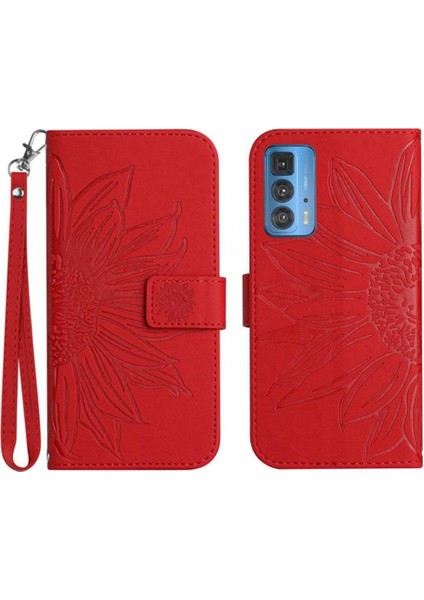 Motorola Kenar 20 Pro Için Kart Yuvaları Tutucu ile Kısa Kayış Kabartmalı Telefon Kılıfı (Yurt Dışından)