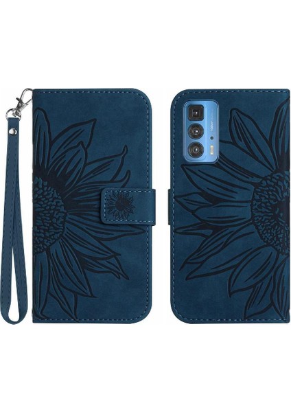 Motorola Kenar 20 Pro Için Kart Yuvaları Tutucu ile Kısa Kayış Kabartmalı Telefon Kılıfı (Yurt Dışından)