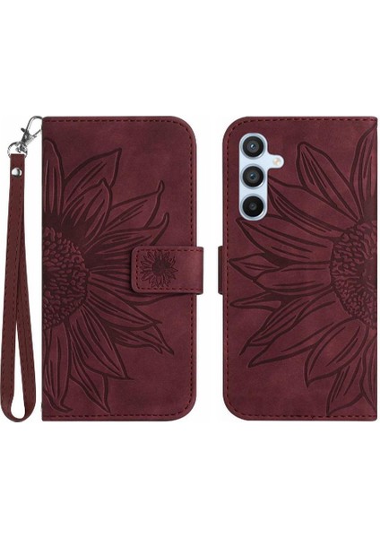 Samsung Galaxy S24 Artı Kart Yuvaları Tutucu ile Kısa Kayış Flip Telefon Kılıfı (Yurt Dışından)