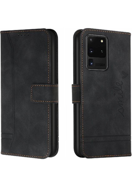 Samsung Galaxy S20 Ultra Flip Folio Cüzdan Için El Kayışı Pu Telefon Kılıfı (Yurt Dışından)