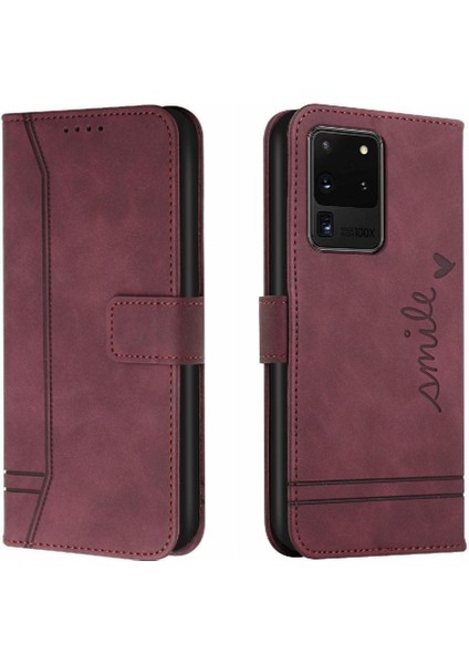 Samsung Galaxy S20 Ultra Flip Folio Cüzdan Için El Kayışı Pu Telefon Kılıfı (Yurt Dışından)