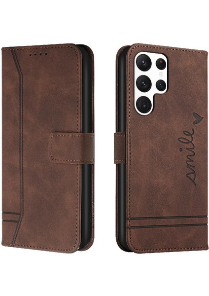 Samsung Galaxy S23 Ultra Manyetik Kapatma Flip Için Folio Cüzdan Telefon Kılıfı (Yurt Dışından)