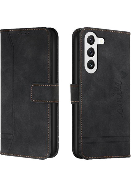 Samsung Galaxy S23 Için Pu Deri El Kayışı Flip Folio Cüzdan Telefon Kılıfı (Yurt Dışından)