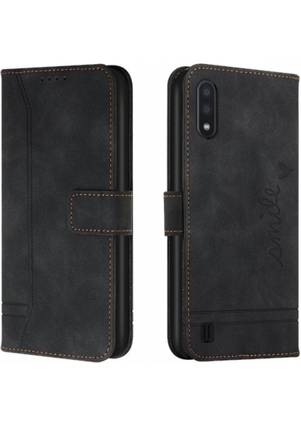 Samsung Galaxy A01 Kart Yuvaları Için Flip Folio Cüzdan El Telefon Kılıfı (Yurt Dışından)