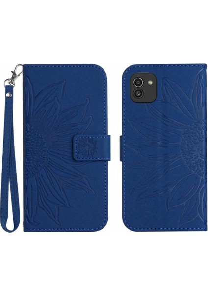 Samsung Galaxy A03 166 Flip Cüzdan Için Kısa Kayış Lüks Telefon Kılıfı (Yurt Dışından)