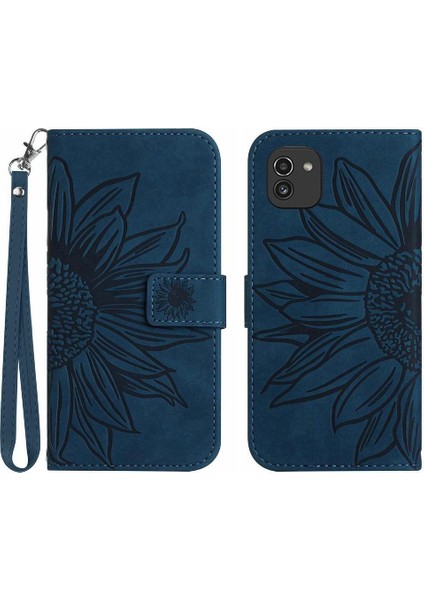 Samsung Galaxy A03 166 Flip Cüzdan Için Kısa Kayış Lüks Telefon Kılıfı (Yurt Dışından)