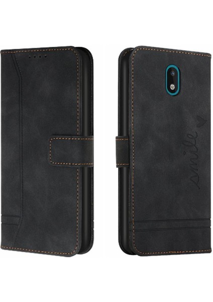 Nokia C2 Için El Kayışı Flip Folio Cüzdan Kart Yuvaları Pu Telefon Kılıfı (Yurt Dışından)