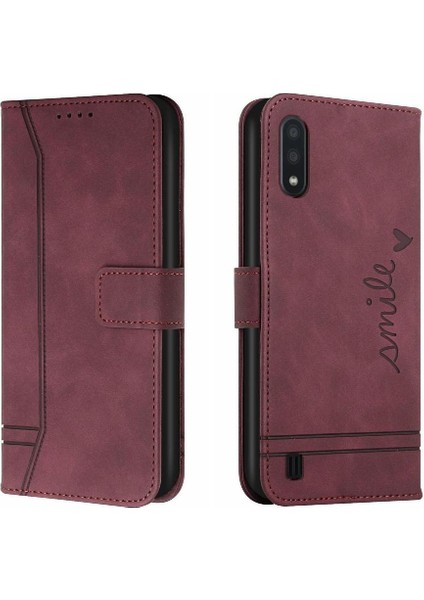 Samsung Galaxy A01 Kart Yuvaları Için Flip Folio Cüzdan El Telefon Kılıfı (Yurt Dışından)