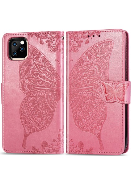 iPhone 11 Pro Max Kelebek Kanatları Narin Çiçekler Flip Darbeye Deri ile Uyumlu Telefon Kılıfı (Yurt Dışından)