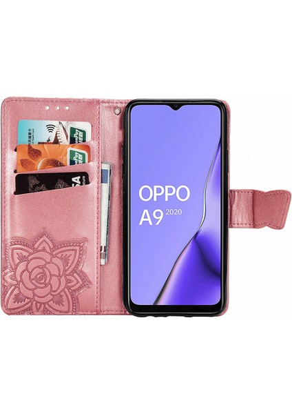 BDT Boutique Oppo A9 2020/A5 2020 Kelebek Kanatları Narin Çiçekler Darbeye Deri Telefon Kılıfı (Yurt Dışından)