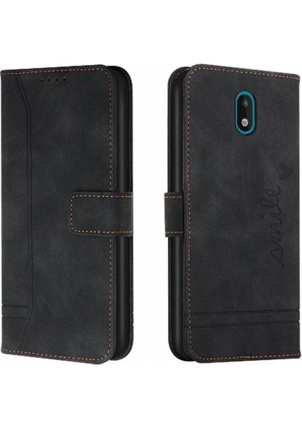 Nokia C1 El Kayışı Flip Için Folio Cüzdan Kart Yuvaları Pu Telefon Kılıfı (Yurt Dışından)