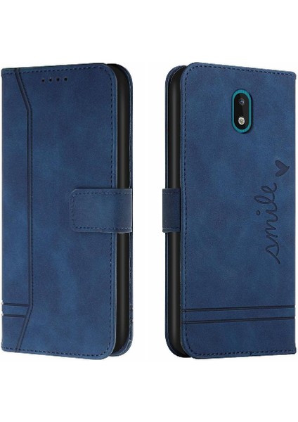 Nokia C1 El Kayışı Flip Için Folio Cüzdan Kart Yuvaları Pu Telefon Kılıfı (Yurt Dışından)