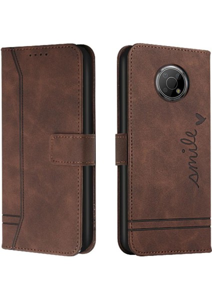 Nokia G300 Flip Folio Cüzdan Için El Kayışı Manyetik Kapatma Pu Telefon Kılıfı (Yurt Dışından)