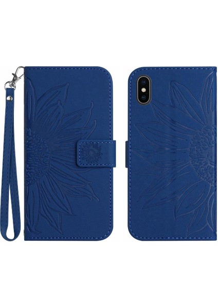 Iphone Xs Max Kabartmalı Ayçiçeği Lüks Pu Deri Kart Çevirme ile Telefon Kılıfı (Yurt Dışından)