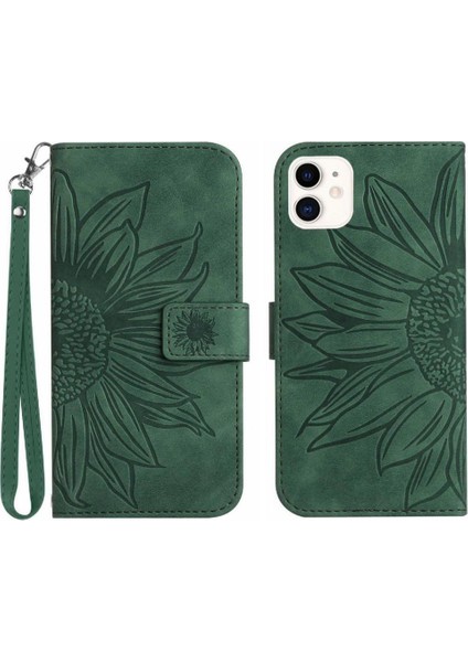 Iphone 12 Mini Lüks Pu Deri Kısa Kayış Kart Yuvaları ile Flip Telefon Kılıfı (Yurt Dışından)