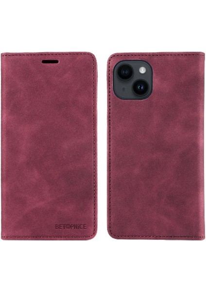 Iphone 15 Için Artı Folio Cüzdan Koruyucu Pu Deri Manyetik Telefon Kılıfı (Yurt Dışından)