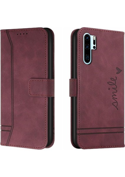 Huawei P30 Pro Flip Folio Cüzdan Kart Yuvaları Için Manyetik Telefon Kılıfı (Yurt Dışından)