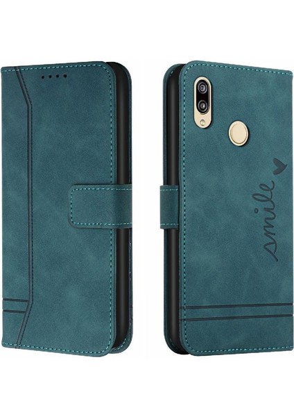 Için Huawei Y6 2019 Kart Yuvaları El Kayışı Flip Folio Pu Telefon Kılıfı (Yurt Dışından)