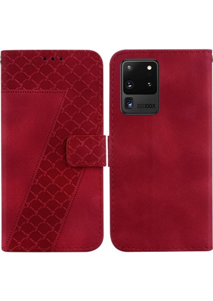 Samsung Galaxy S20 Ultra 5g Için Kabartmalı Desen Pu Deri Telefon Kılıfı (Yurt Dışından)