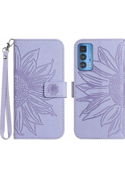 Motorola Kenar 20 Pro Için Kart Yuvaları Tutucu ile Kısa Kayış Kabartmalı Telefon Kılıfı (Yurt Dışından)