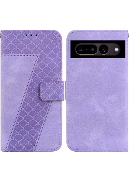Google Piksel 7 Pro Için Pu Deri Kabartmalı Desen Flip Folio Telefon Kılıfı (Yurt Dışından)