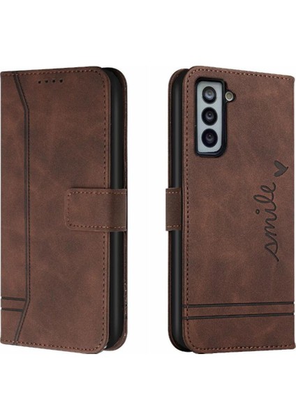 Samsung Galaxy S21 Için Pu Deri Manyetik Kapatma Flip Folio Telefon Kılıfı (Yurt Dışından)