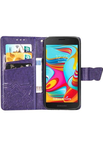 Samsung Galaxy A2 Core Kelebek Kanatları Narin Çiçekler Flip Darbeye Deri ile Uyumlu Telefon Kılıfı (Yurt Dışından) fiyatları
