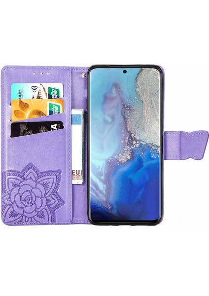 Samsung Galaxy S20 Kelebek Kanatları Narin Çiçekler Flip Darbeye Deri ile Uyumlu Telefon Kılıfı (Yurt Dışından) modelleri