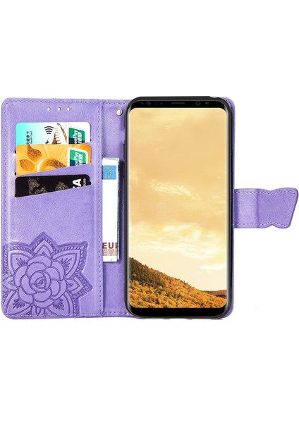Samsung Galaxy S8 Kelebek Kanatları Narin Çiçekler Flip Darbeye Deri ile Uyumlu Telefon Kılıfı (Yurt Dışından) modelleri