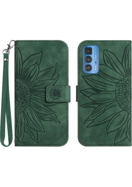 Motorola Kenar 20 Pro Için Kart Yuvaları Tutucu ile Kısa Kayış Kabartmalı Telefon Kılıfı (Yurt Dışından)