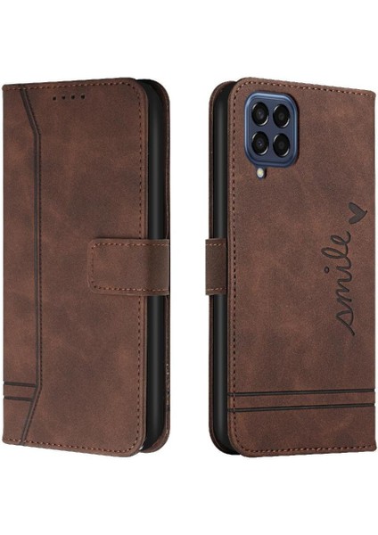 Için Samsung Galaxy M33 5g Manyetik Kapatma Kart Yuvaları Pu Telefon Kılıfı (Yurt Dışından)