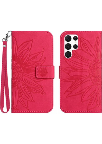 Kart Yuvaları Tutucu ile Samsung Galaxy S24 Ultra Için Kabartmalı Flip Pu Telefon Kılıfı (Yurt Dışından)