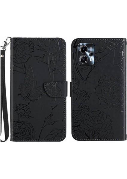 Motorola Moto G23/MOTOROLA Bilek Kayışı ile Darbeye Deri Pu Telefon Kılıfı (Yurt Dışından)