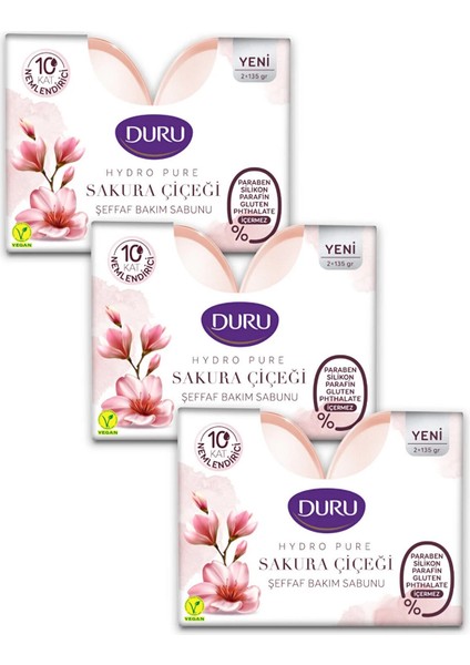 Hydro Pure Sakura Çiçeği Şeffaf Bakım Sabunu 2 x 135 gr x 3 Paket