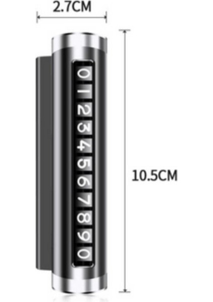 Alüminyum Kasa Çevirmeli Araç Içi Park Telefon Numaratörü Park Numarası Parkmatik Siyah